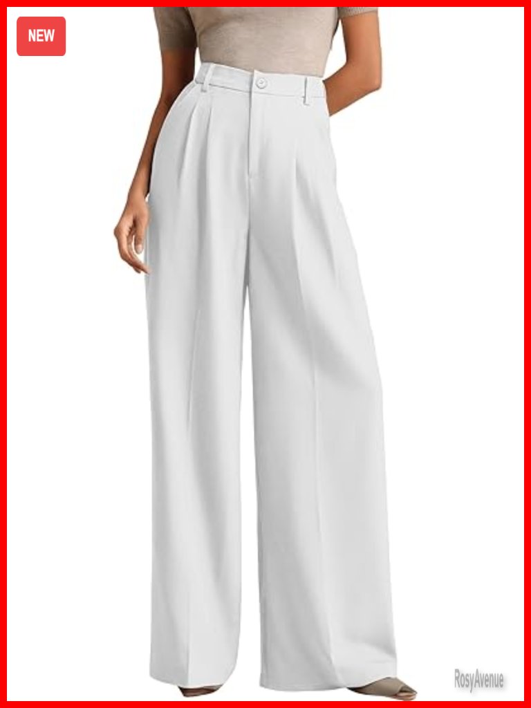 Wide Leg Dress Pants High Elastic Waisted Trousers With Pockets